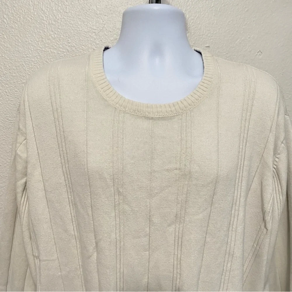 Men's Heavyweight Cream Cotton Sweater XL Preppy Academia Tennis‎ Prep Capsule